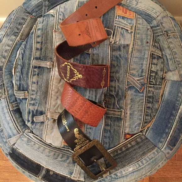 Diesel Vintage Leather Brown Belt Unisex - Picture 1 of 8